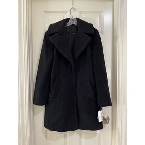 nine west women black teddy coat size L NEW WITH TAG